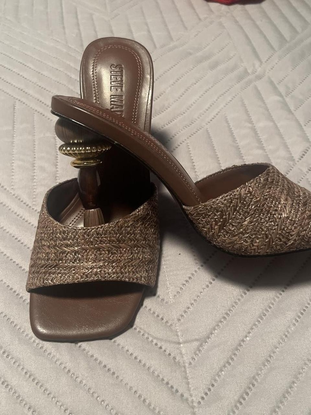 Steve Madden Brown Braided Slide Mule Heels